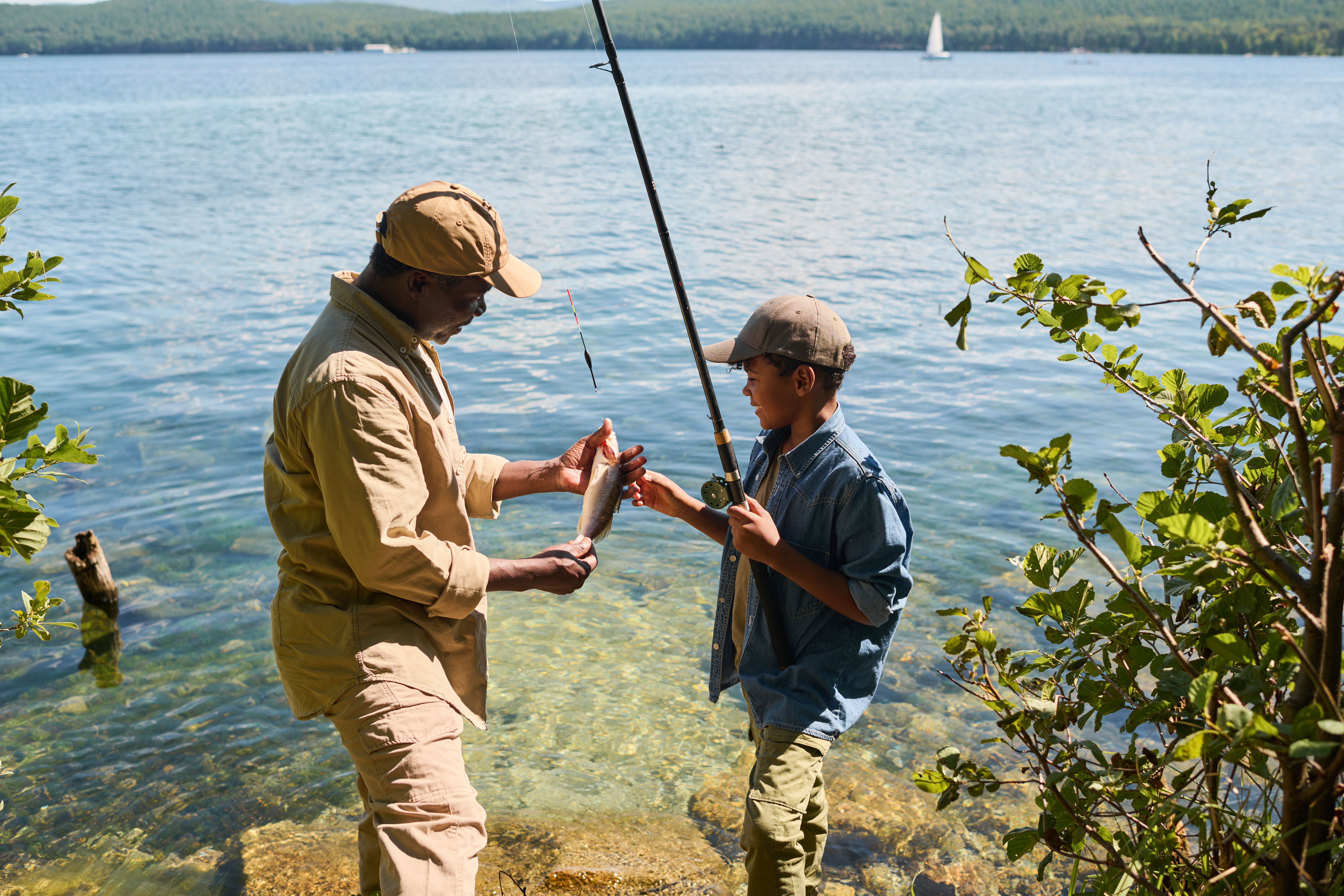 Grandfather and grandchild fishing adventure